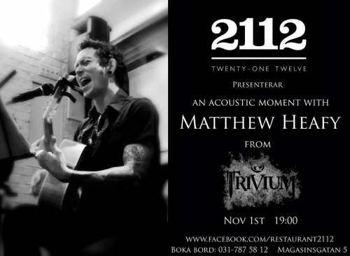 Matt Heafy en actuación acústica en el restaurante 2112